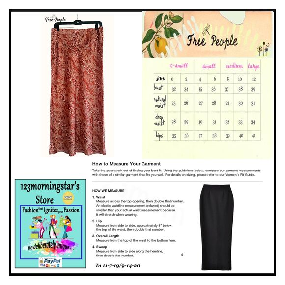 FREE PEOPLE NEW Boho Snake Print Silky A-Line Maxi Skirt 12 - Picture 11 of 11